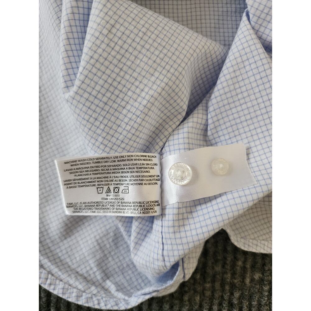 Banana Republic Mens XXL Slim Fit Checked Cotton-Blend Long Sleeve Button Up - Picture 6 of 8